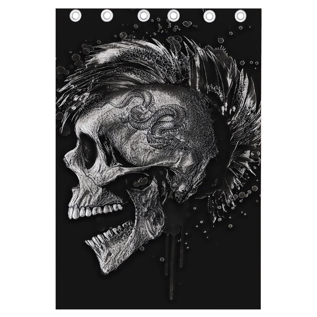 Monochrome Punk Skull Print Curtain