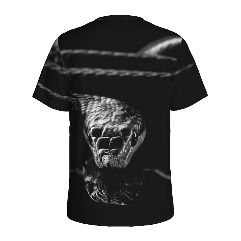 Monochrome Rhinoceros Ratsnake Print Men's Sports T-Shirt