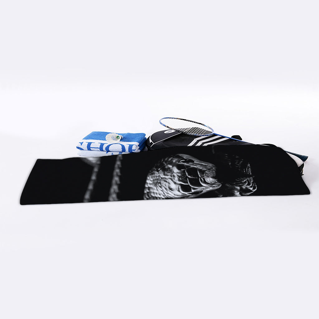 Monochrome Rhinoceros Ratsnake Print Sports Towel