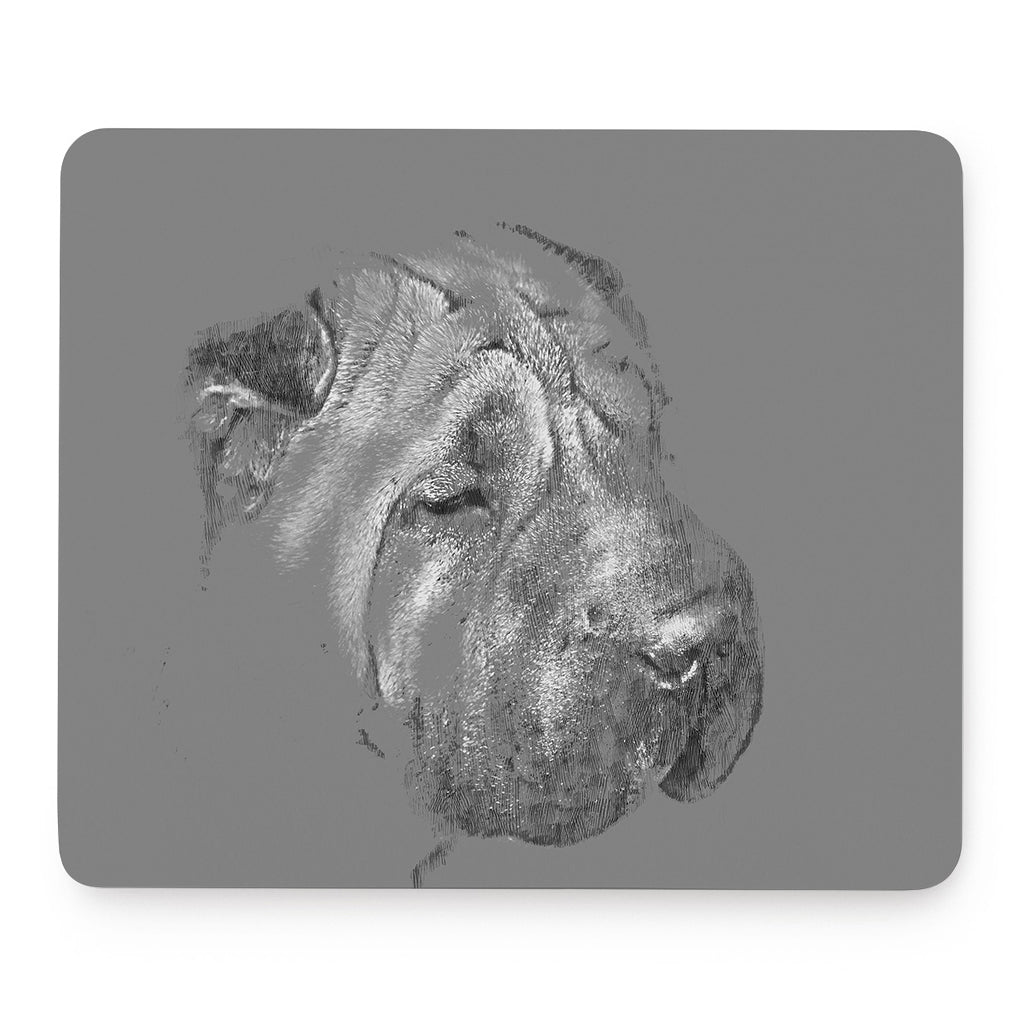 Monochrome Shar Pei Print Mouse Pad