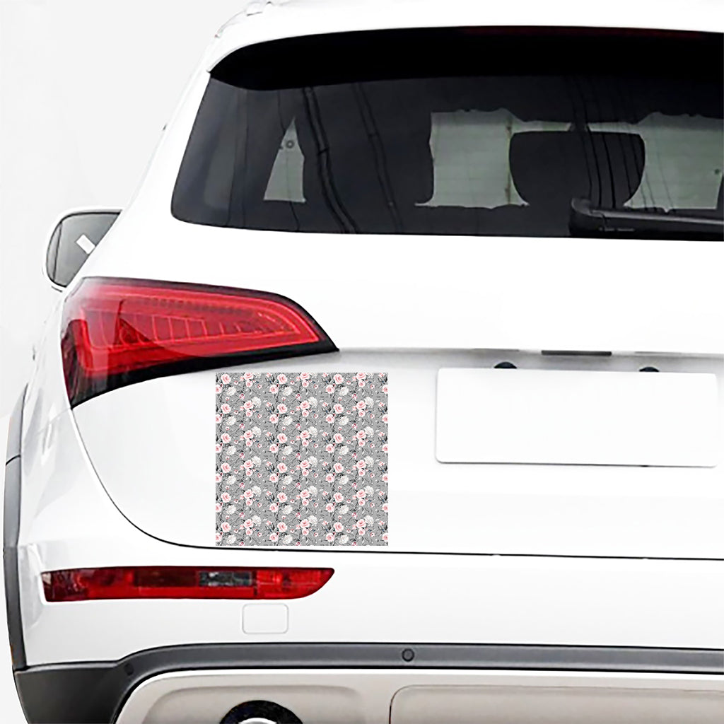 Monochrome Spring Floral Print Car Sticker
