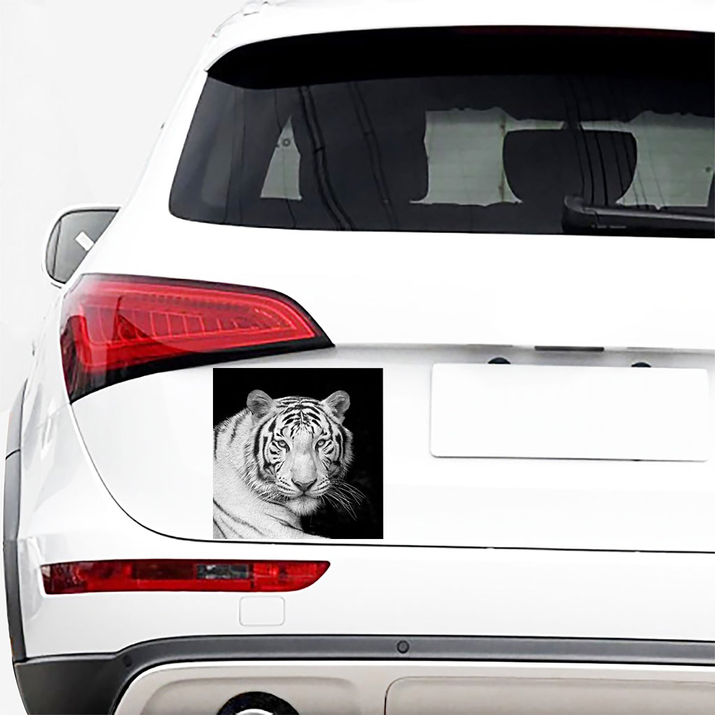 Monochrome White Bengal Tiger Print Car Sticker