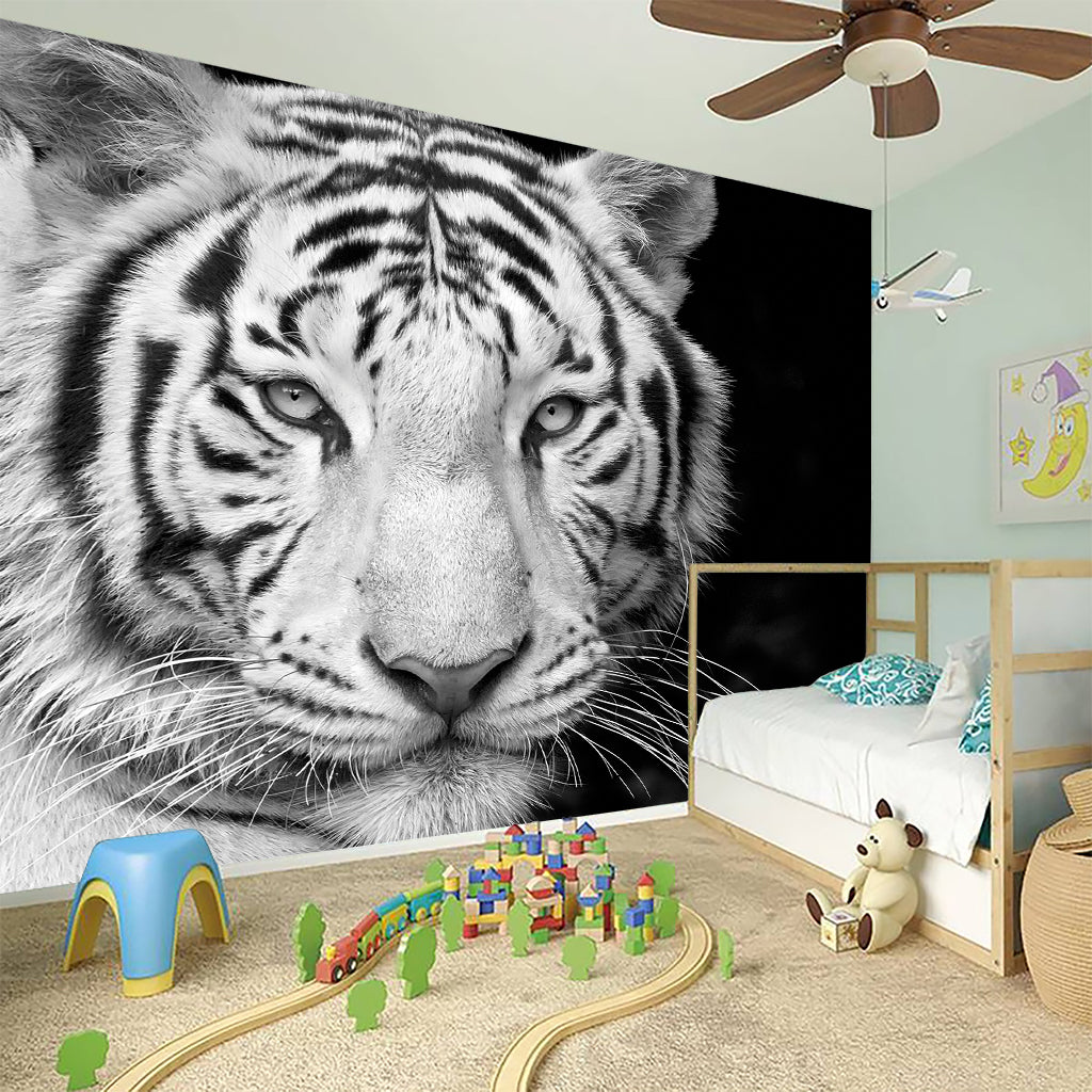 Monochrome White Bengal Tiger Print Wall Sticker