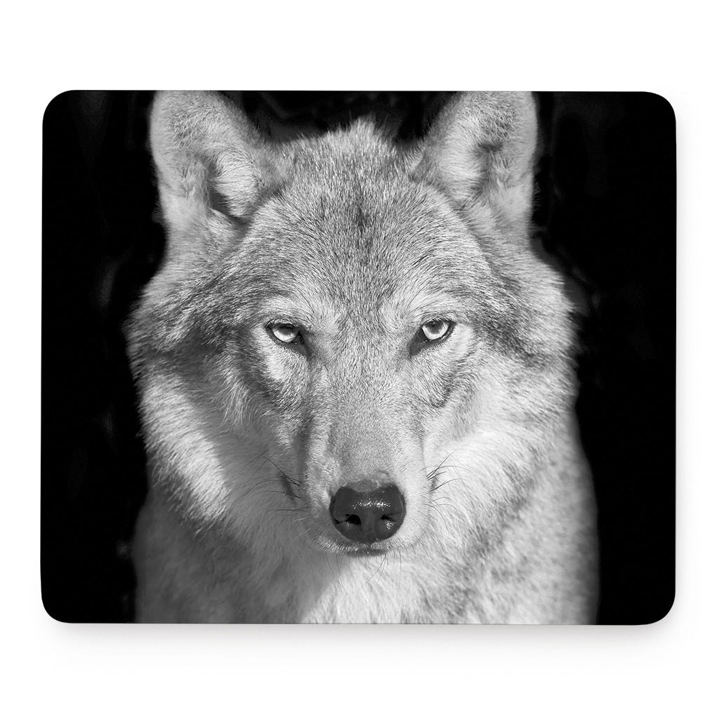 Monochrome Wolf Print Mouse Pad