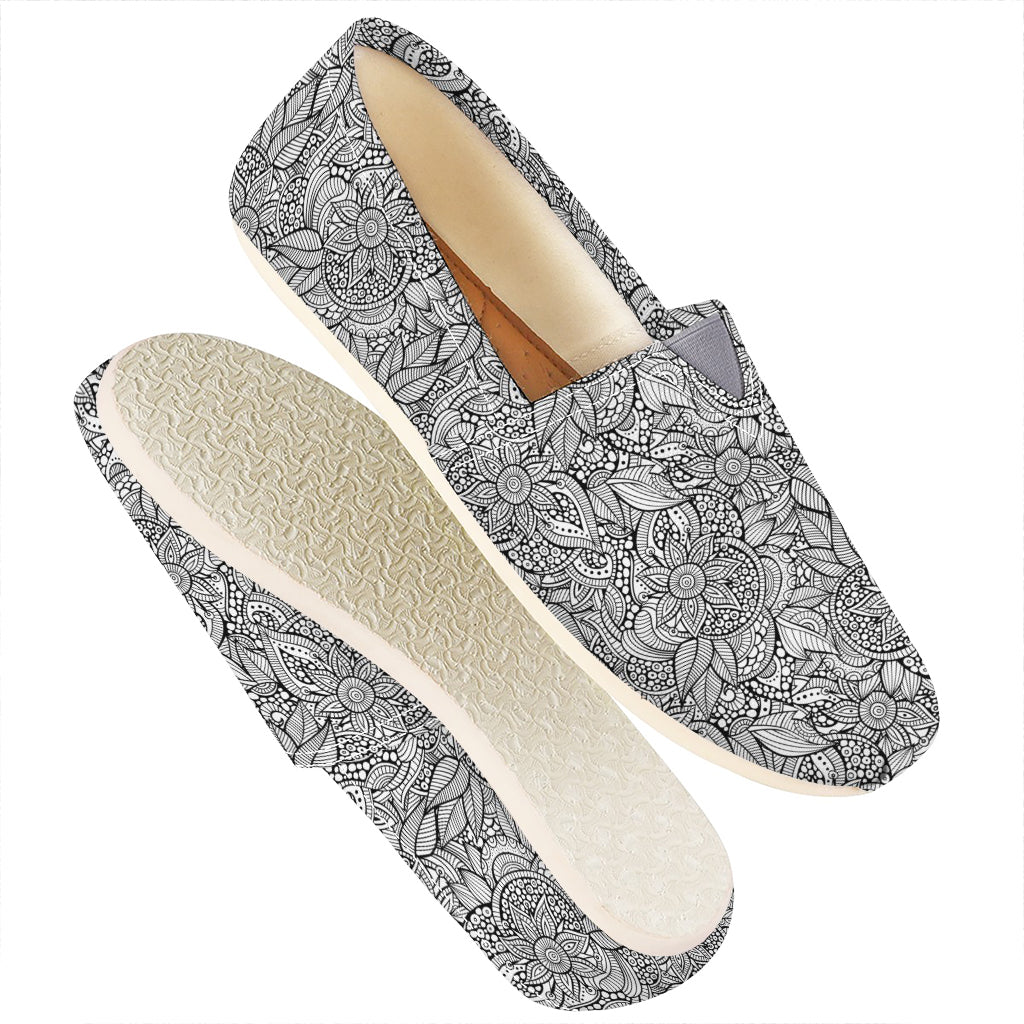 Monochrome Zentangle Pattern Print Casual Shoes