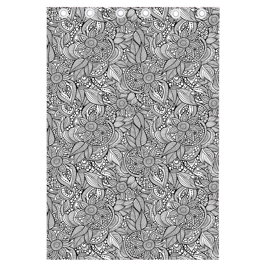 Monochrome Zentangle Pattern Print Curtain