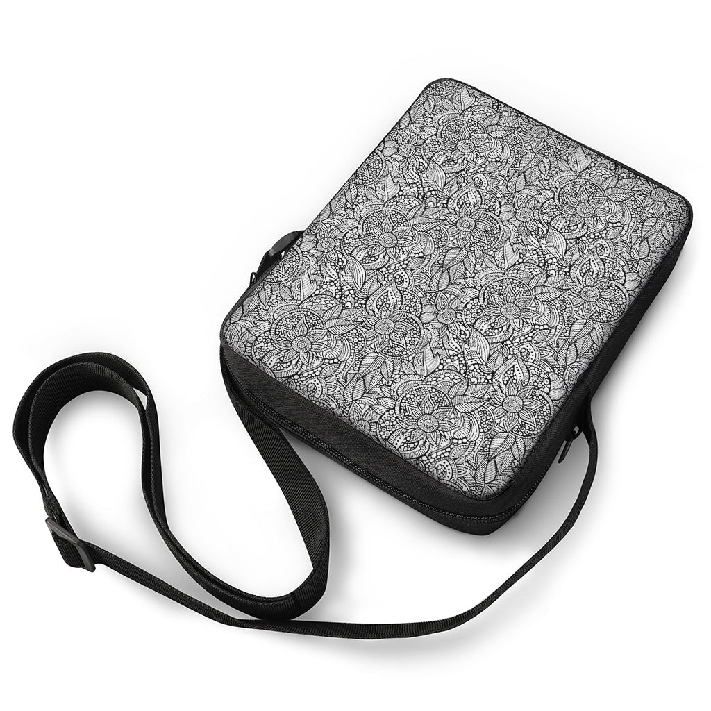 Monochrome Zentangle Pattern Print Rectangular Crossbody Bag