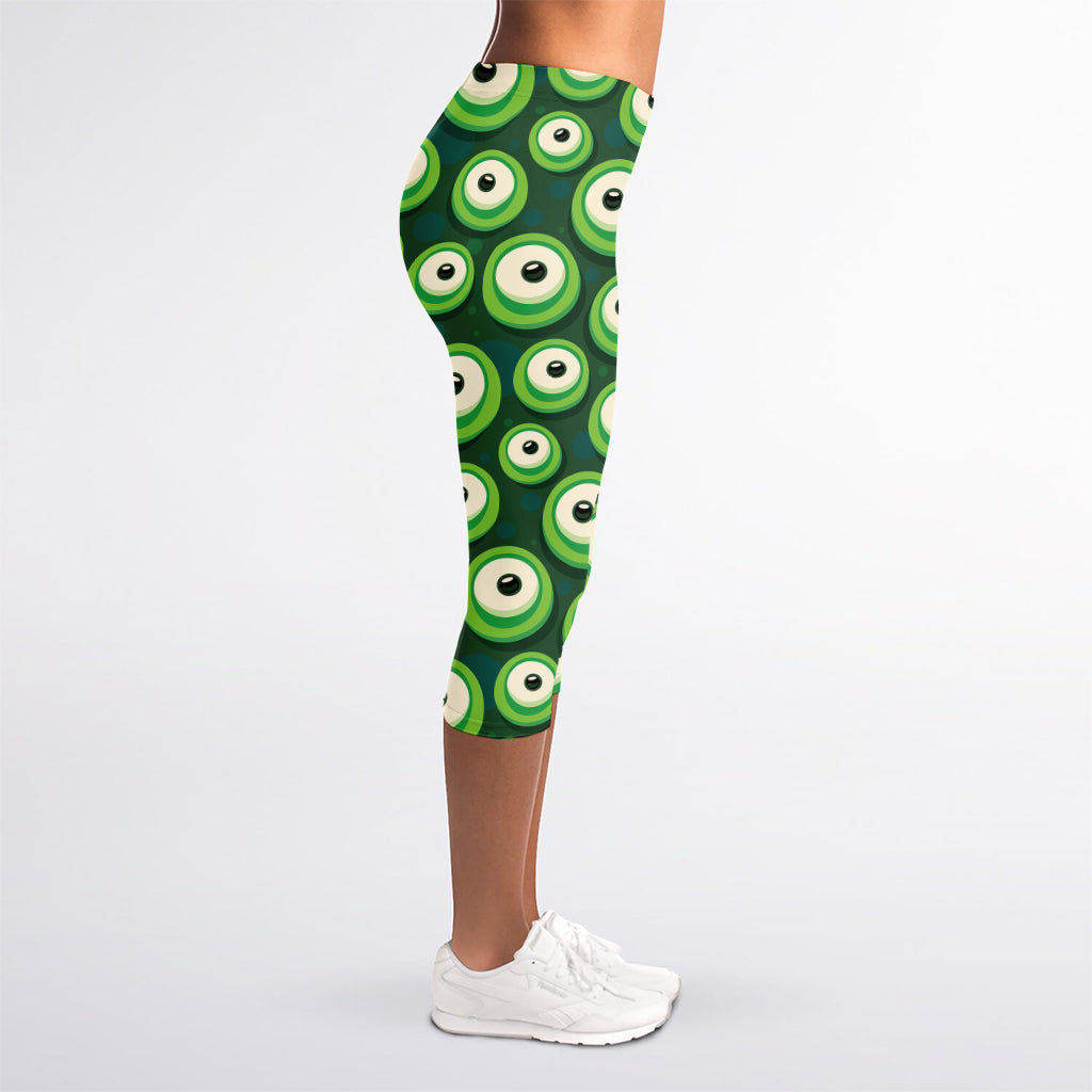 Monster Eyes Pattern Print Women's Capri Leggings