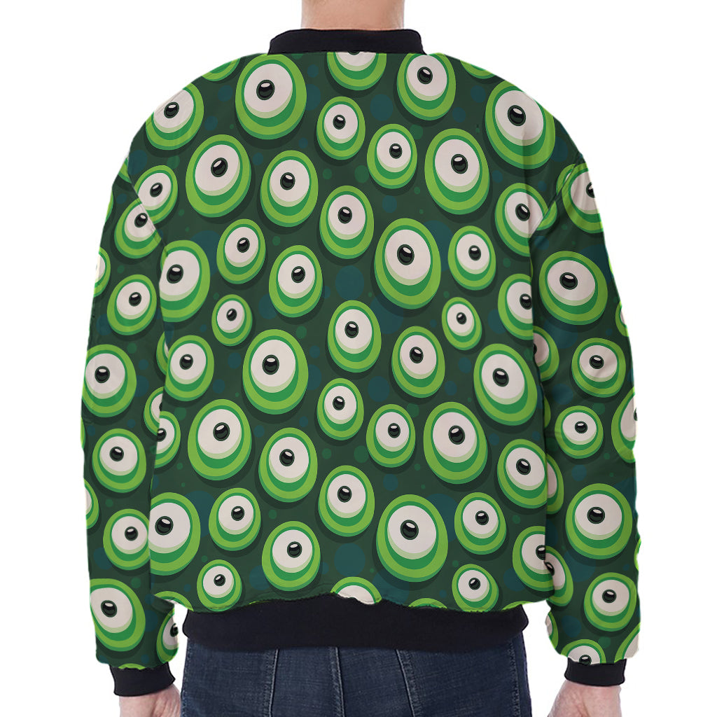 Monster Eyes Pattern Print Zip Sleeve Bomber Jacket