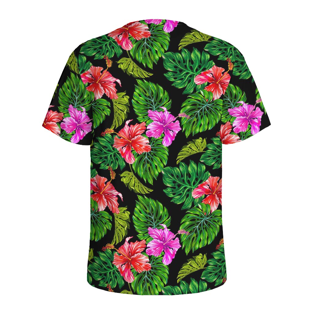 Monstera Hibiscus Hawaii Pattern Print Men's Sports T-Shirt