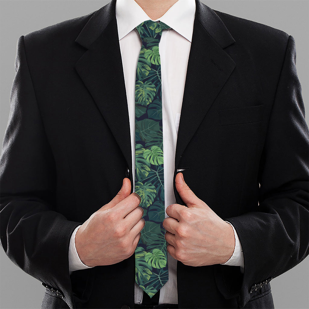 Monstera Palm Leaves Pattern Print Necktie