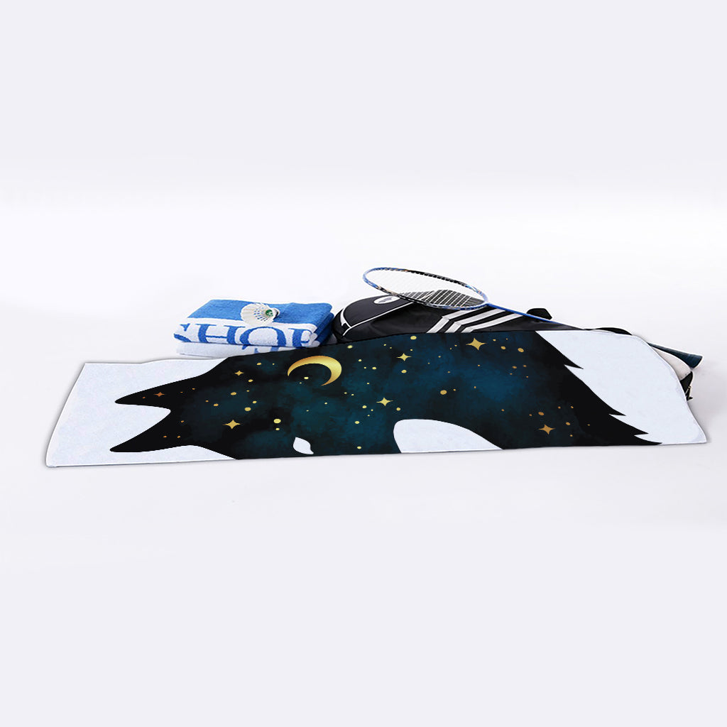 Moon And Stars Wolf Spirit Print Sports Towel