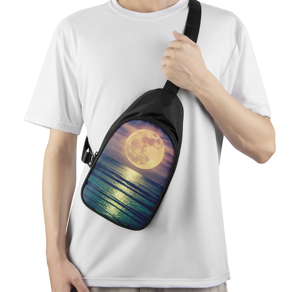 Moon Beach Print Chest Bag