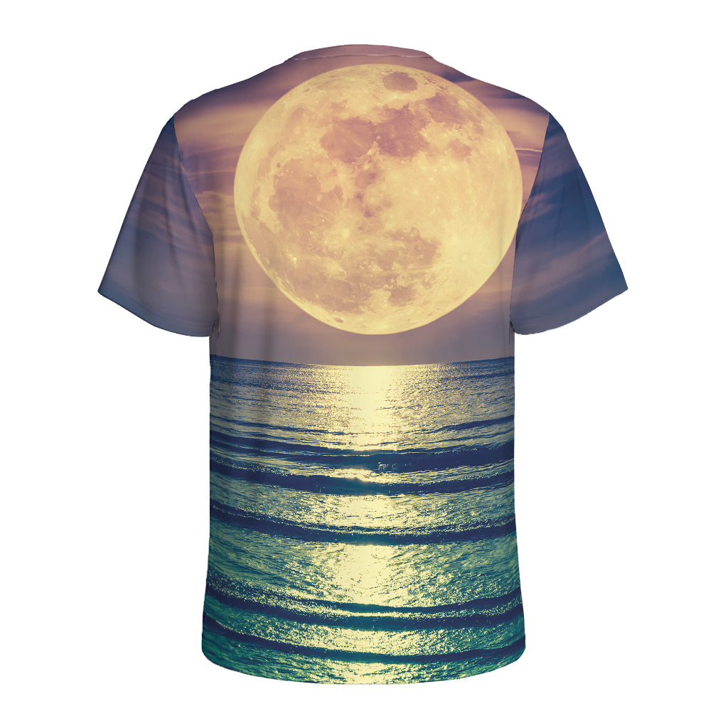Moon Beach Print Men's Sports T-Shirt