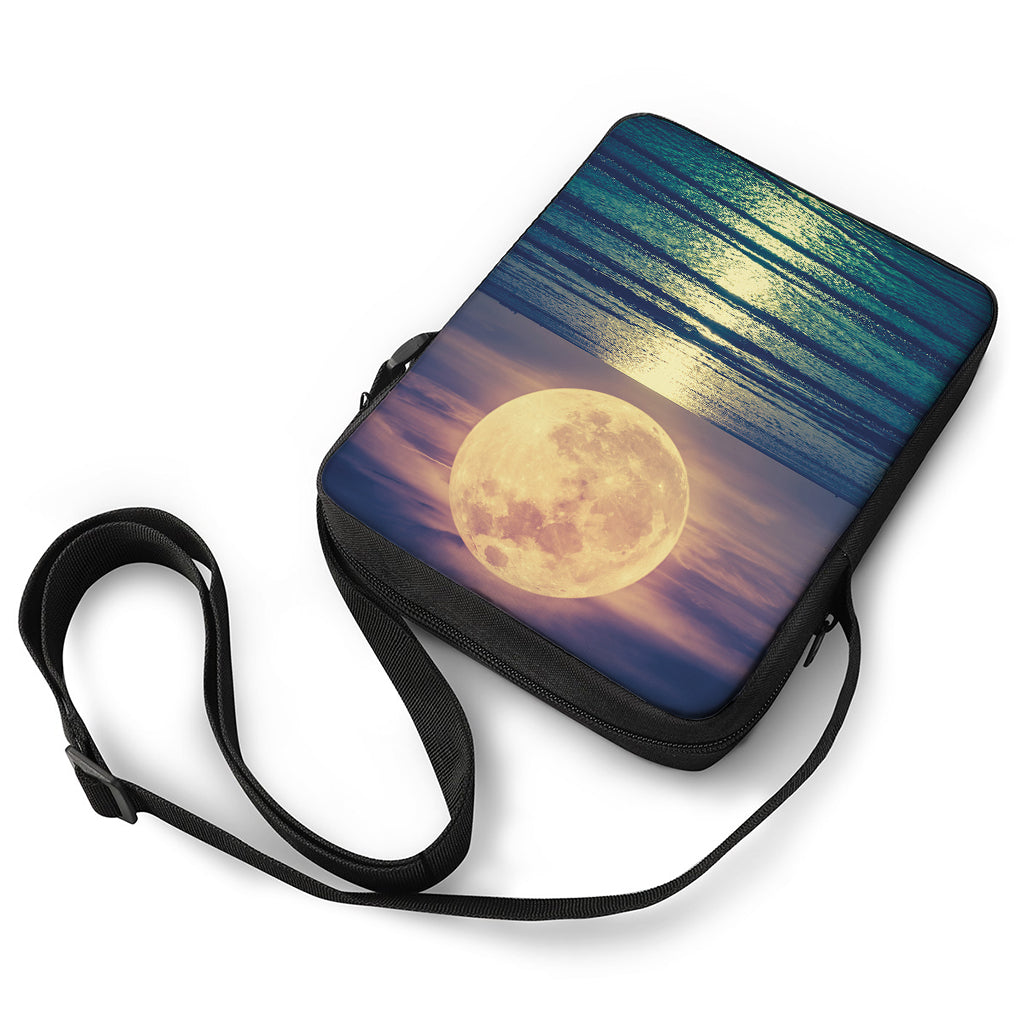 Moon Beach Print Rectangular Crossbody Bag