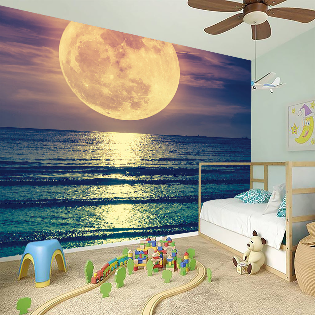 Moon Beach Print Wall Sticker