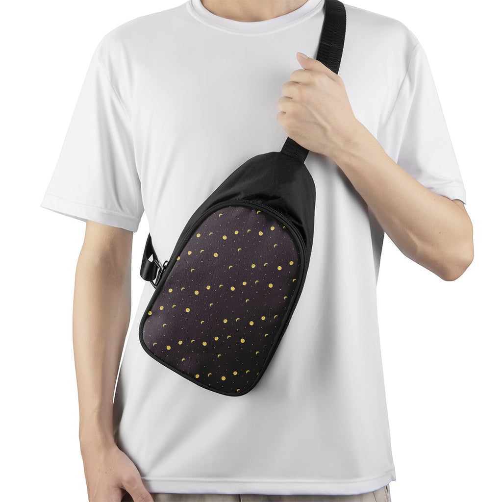 Moon Phase And Stars Pattern Print Chest Bag