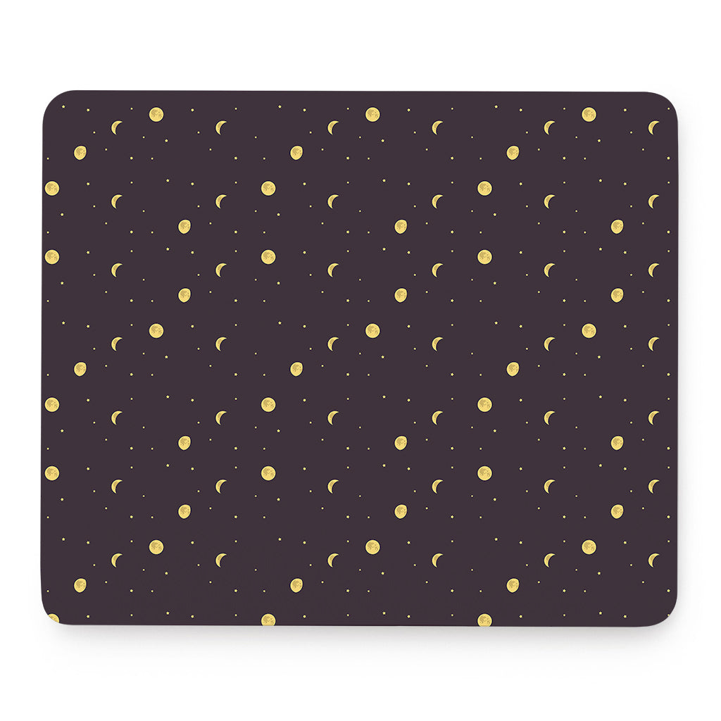 Moon Phase And Stars Pattern Print Mouse Pad