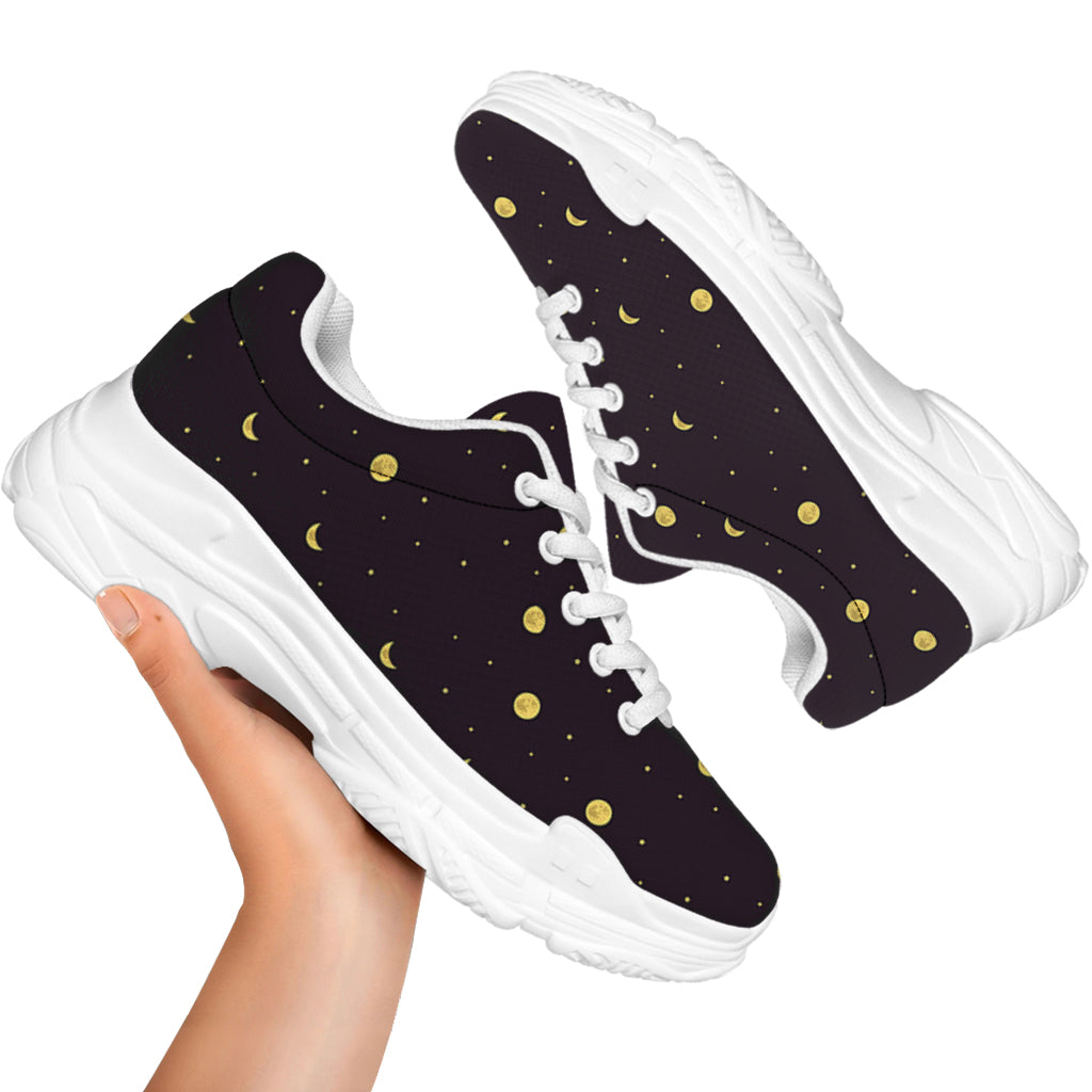 Moon Phase And Stars Pattern Print White Chunky Shoes