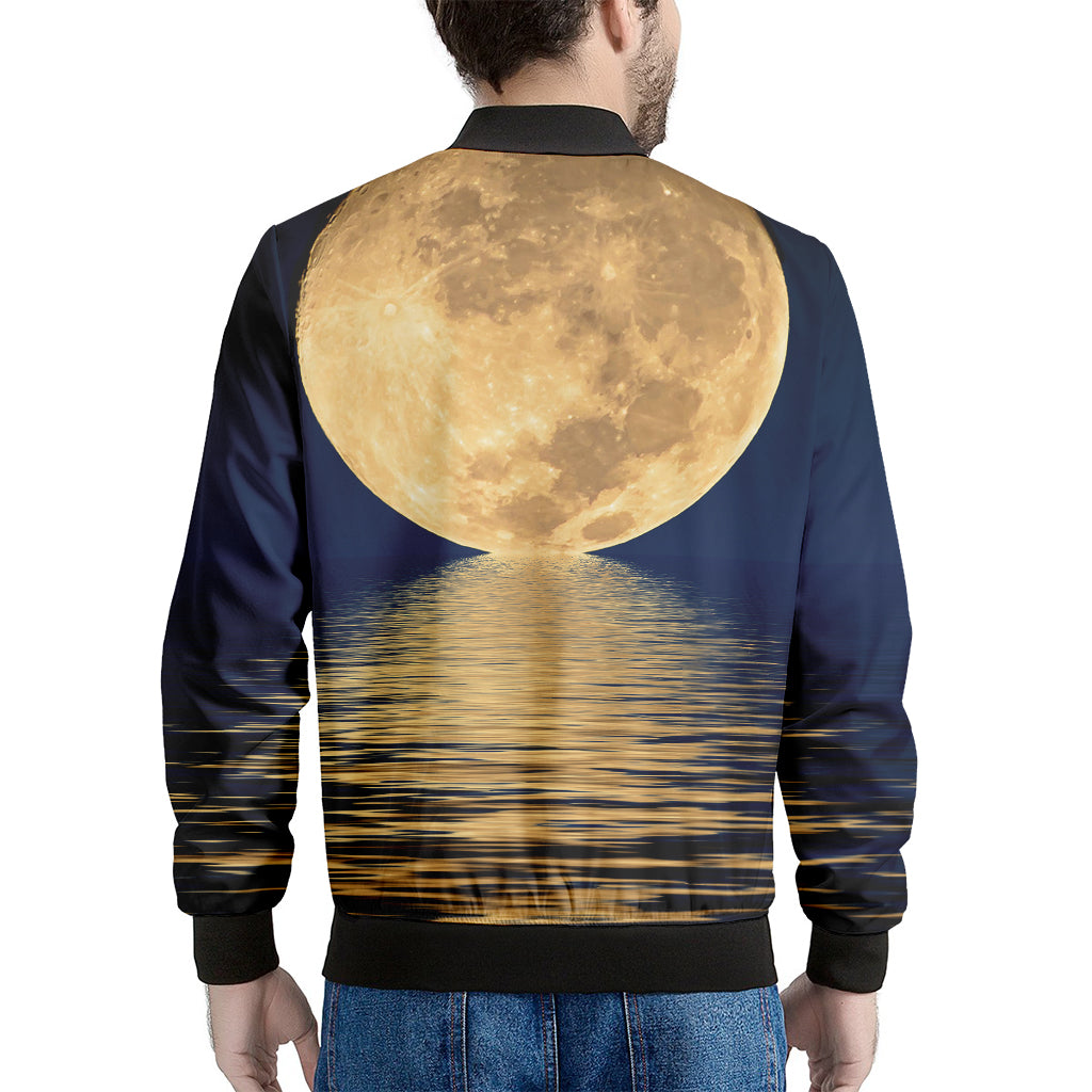 Moonlight On The Sea Print Men's Bomber Jacket