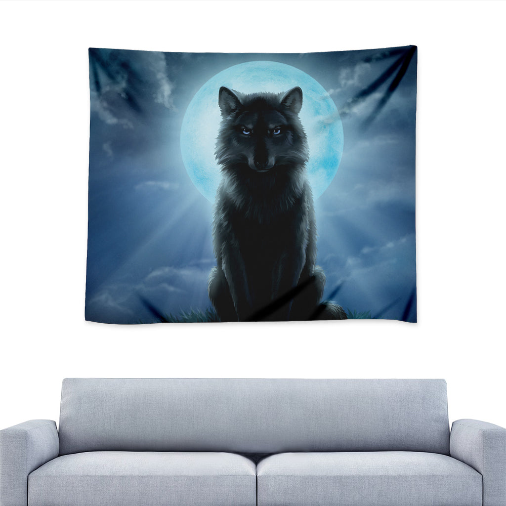Moonlight Wolf Print Tapestry