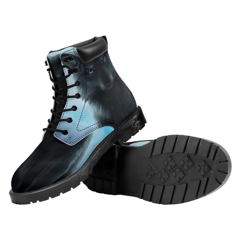 Moonlight Wolf Print Work Boots