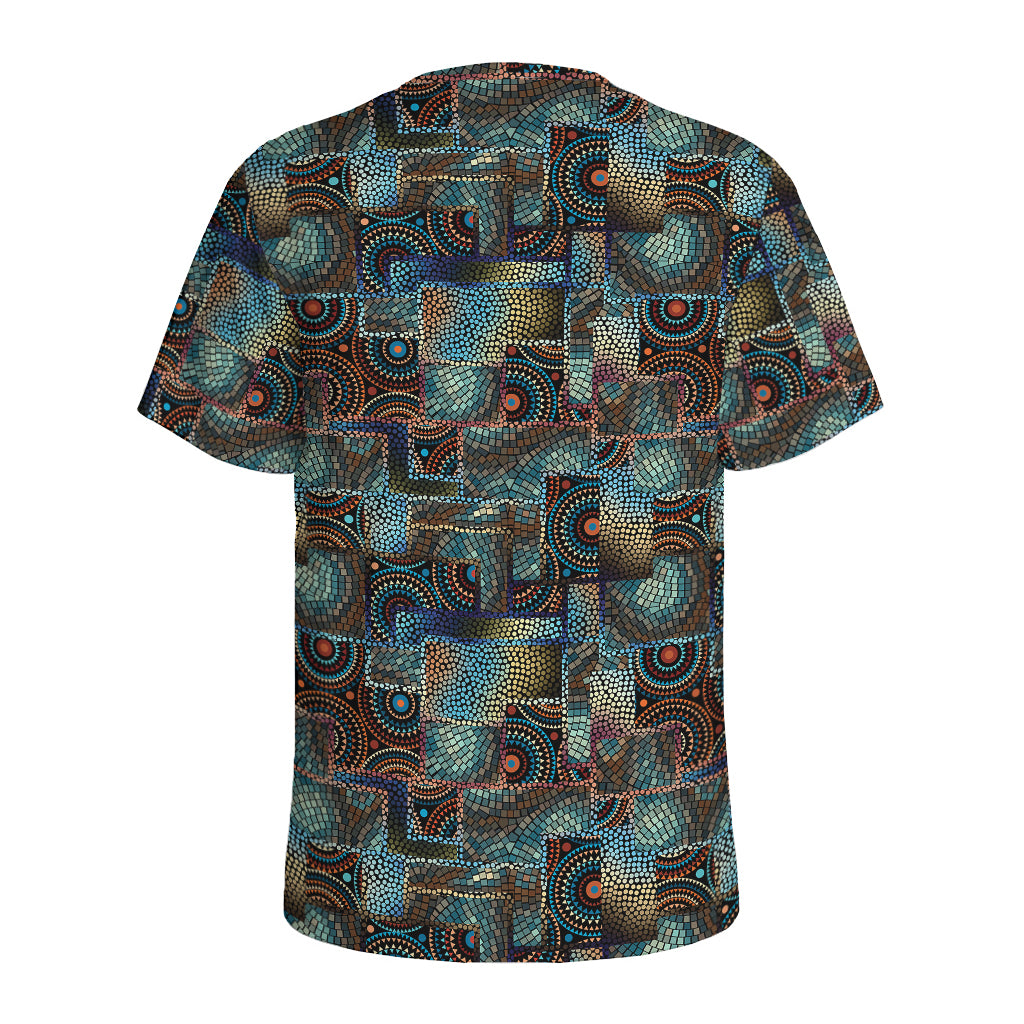 Mosaic Patchwork Pattern Print Men's Sports T-Shirt