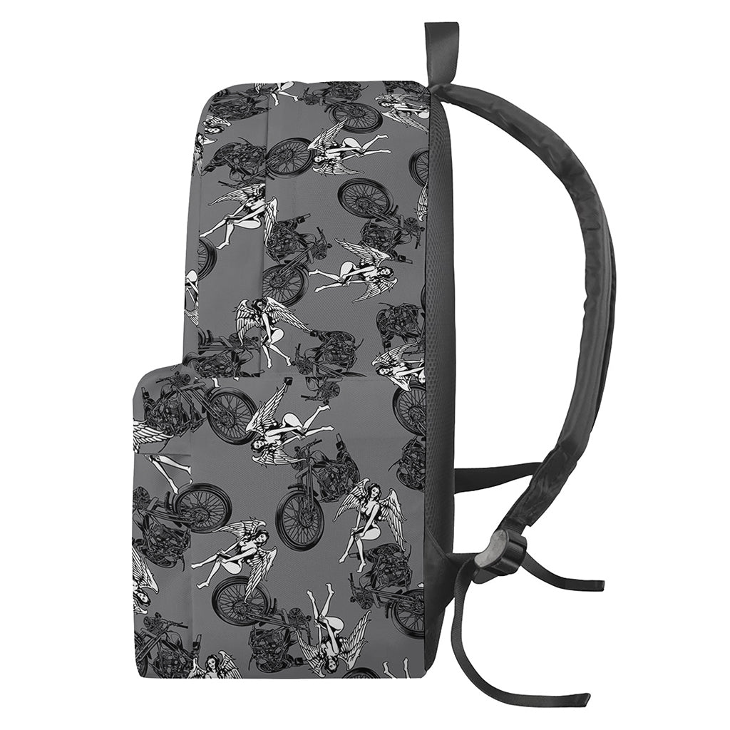 Motorcycle And Angel Pattern Print Backpack