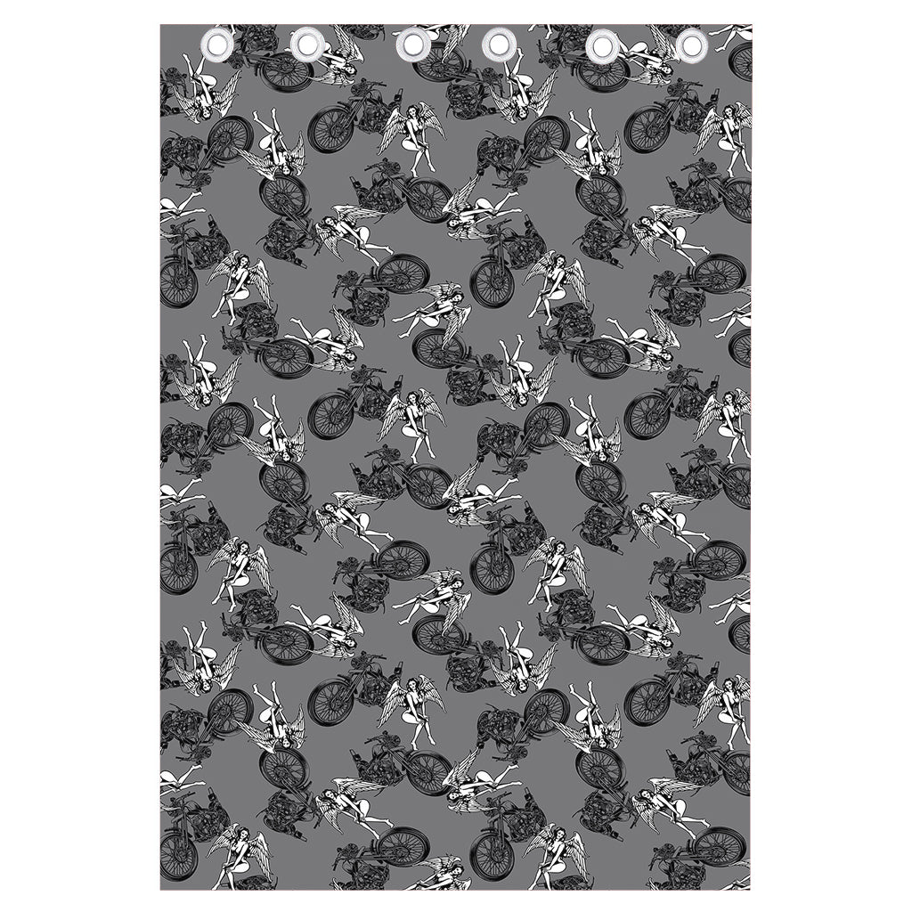 Motorcycle And Angel Pattern Print Curtain