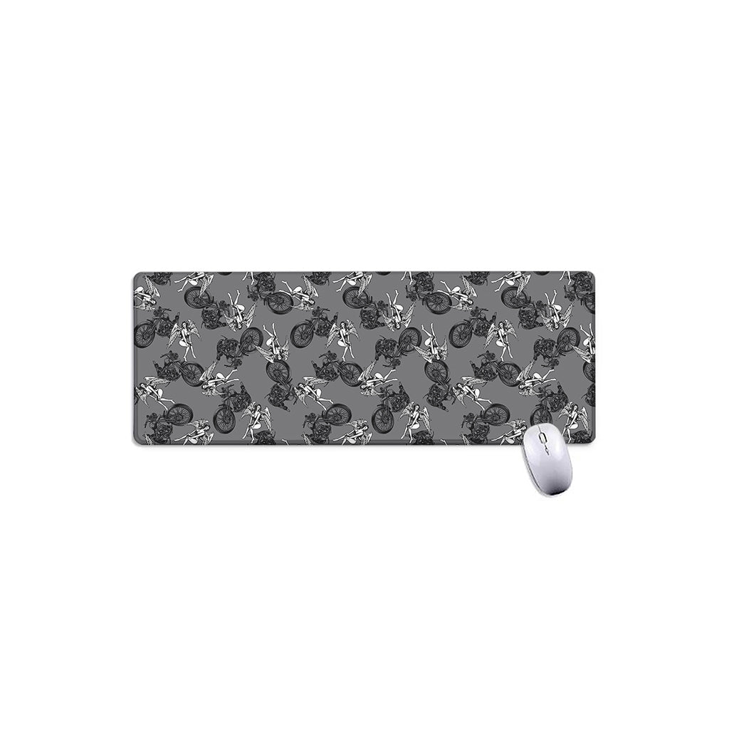 Motorcycle And Angel Pattern Print Extended Mouse Pad