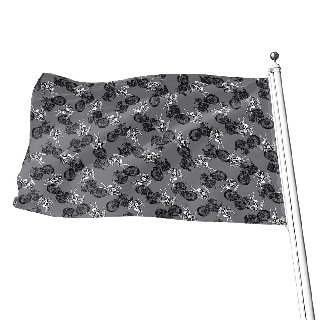 Motorcycle And Angel Pattern Print Flag