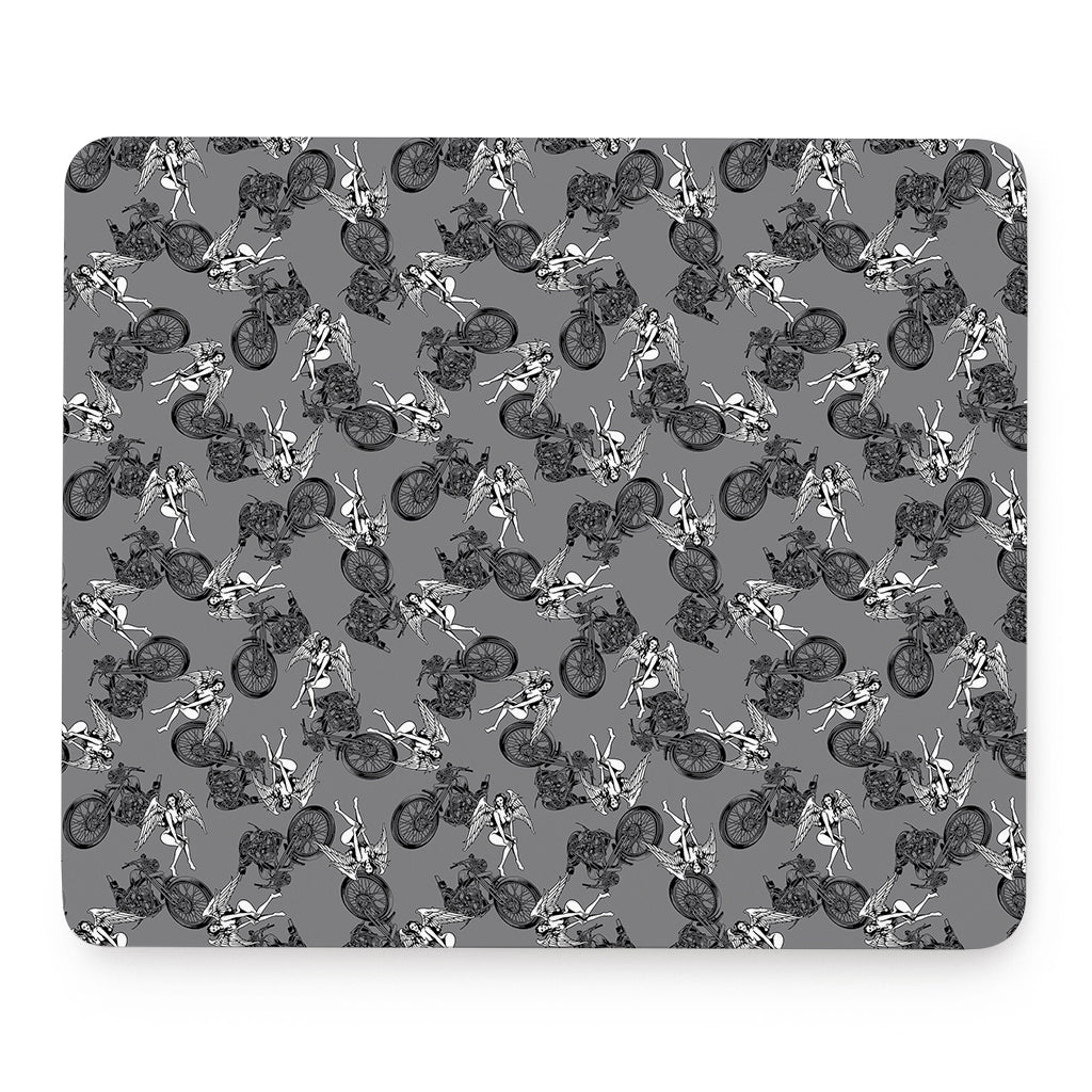 Motorcycle And Angel Pattern Print Mouse Pad