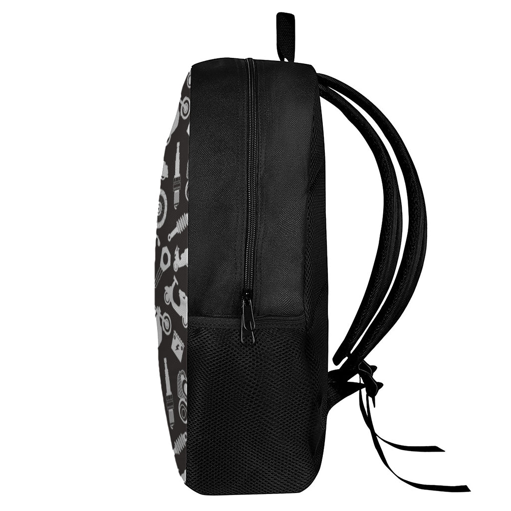 Motorcycle Equipment Pattern Print 17 Inch Backpack