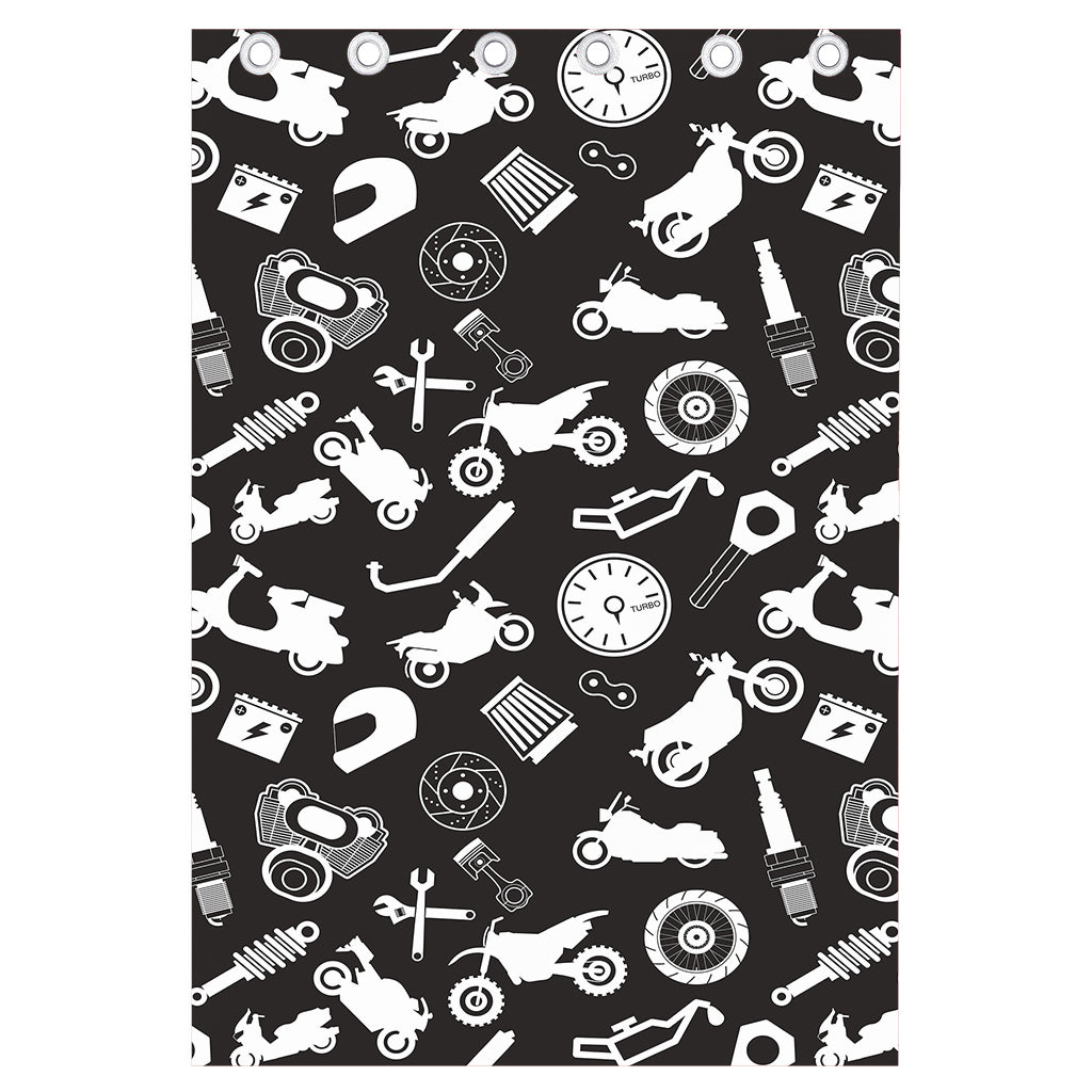 Motorcycle Equipment Pattern Print Curtain