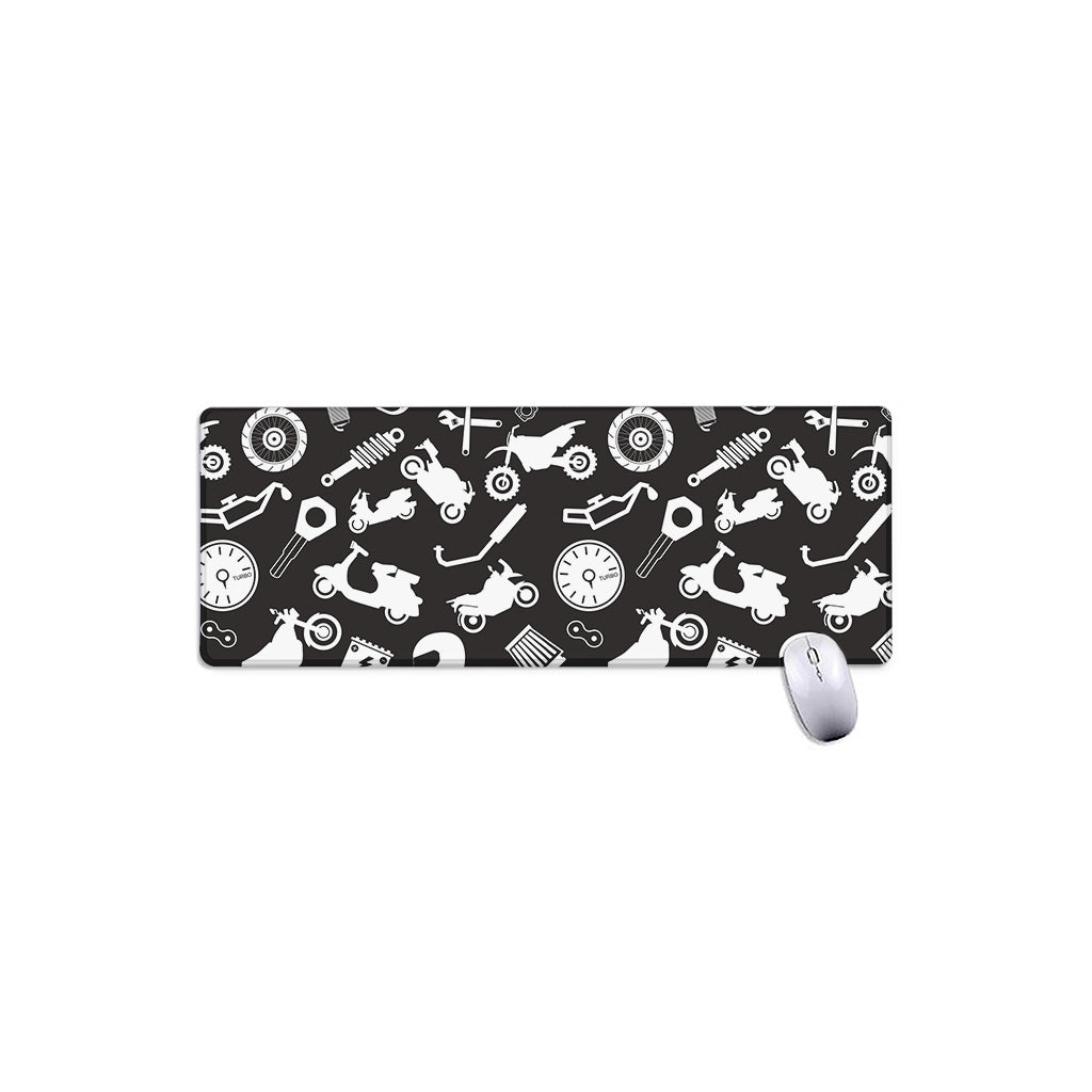 Motorcycle Equipment Pattern Print Extended Mouse Pad