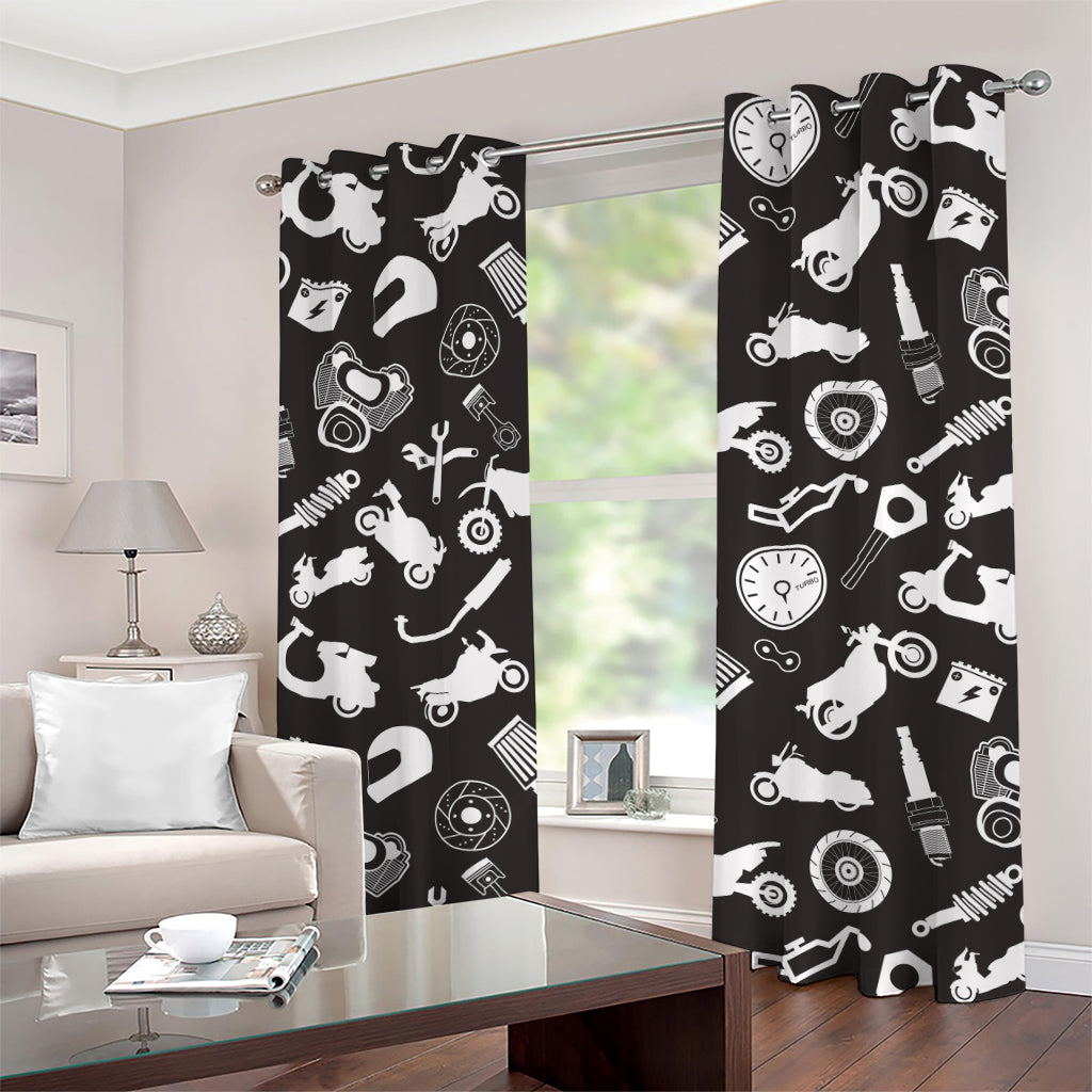 Motorcycle Equipment Pattern Print Grommet Curtains