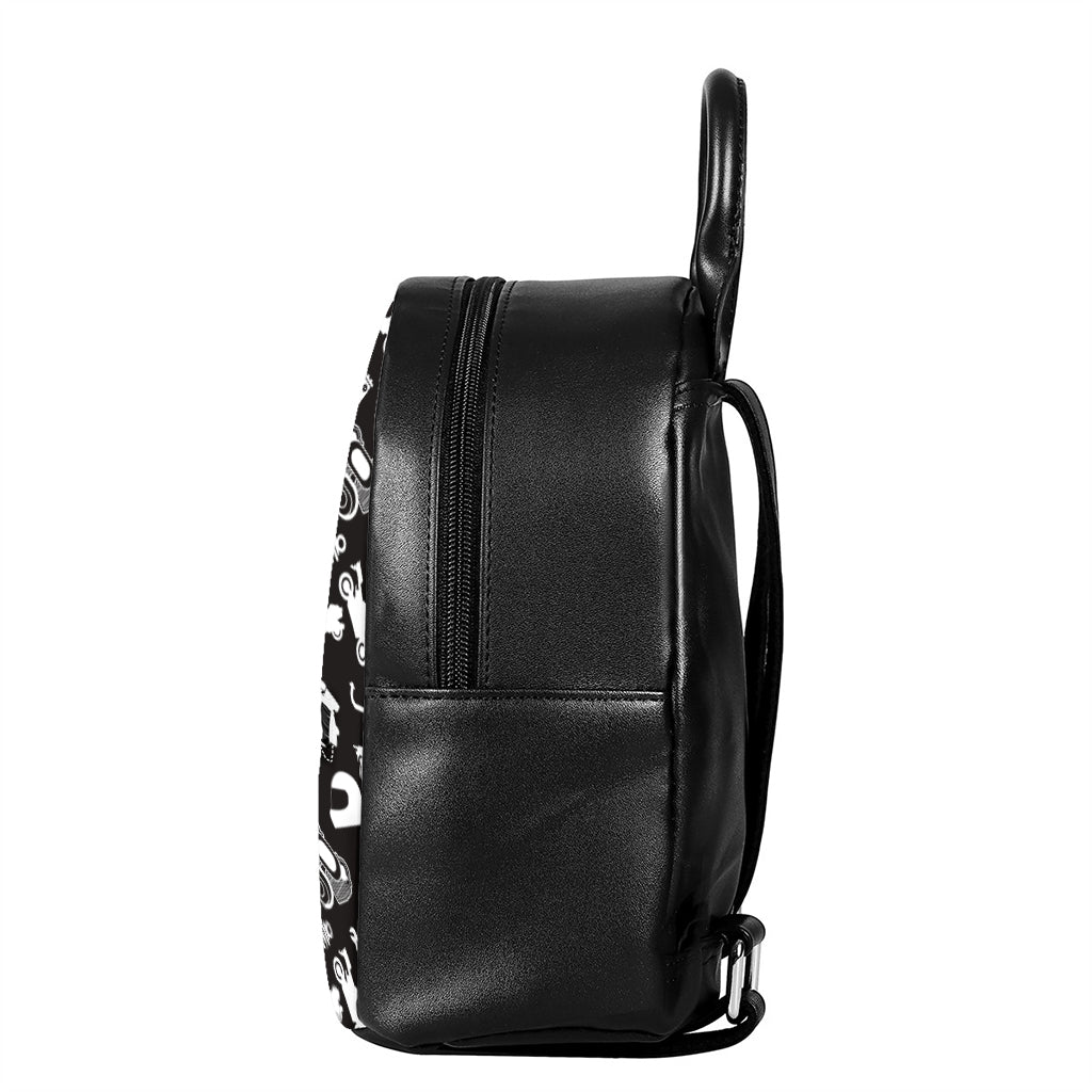 Motorcycle Equipment Pattern Print Leather Backpack