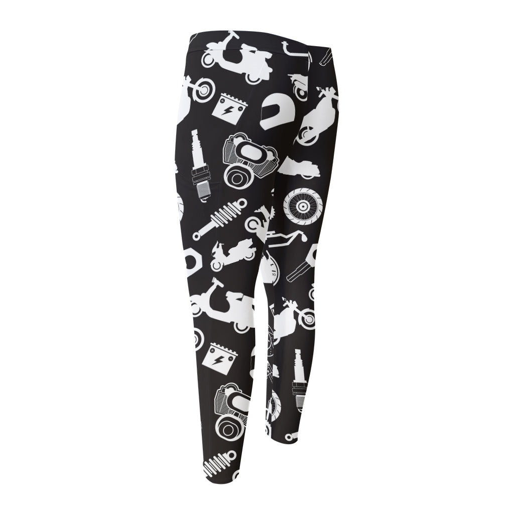 Motorcycle Equipment Pattern Print Men's Compression Pants