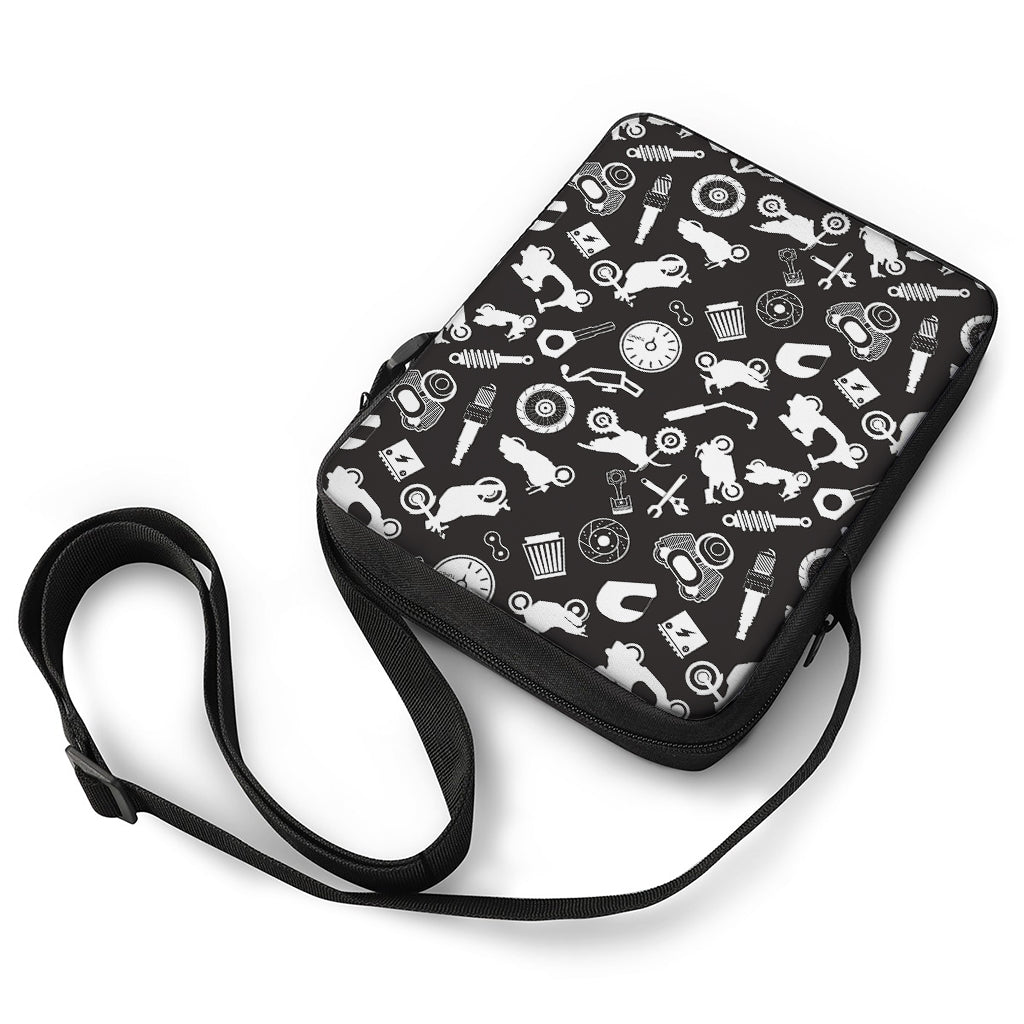 Motorcycle Equipment Pattern Print Rectangular Crossbody Bag