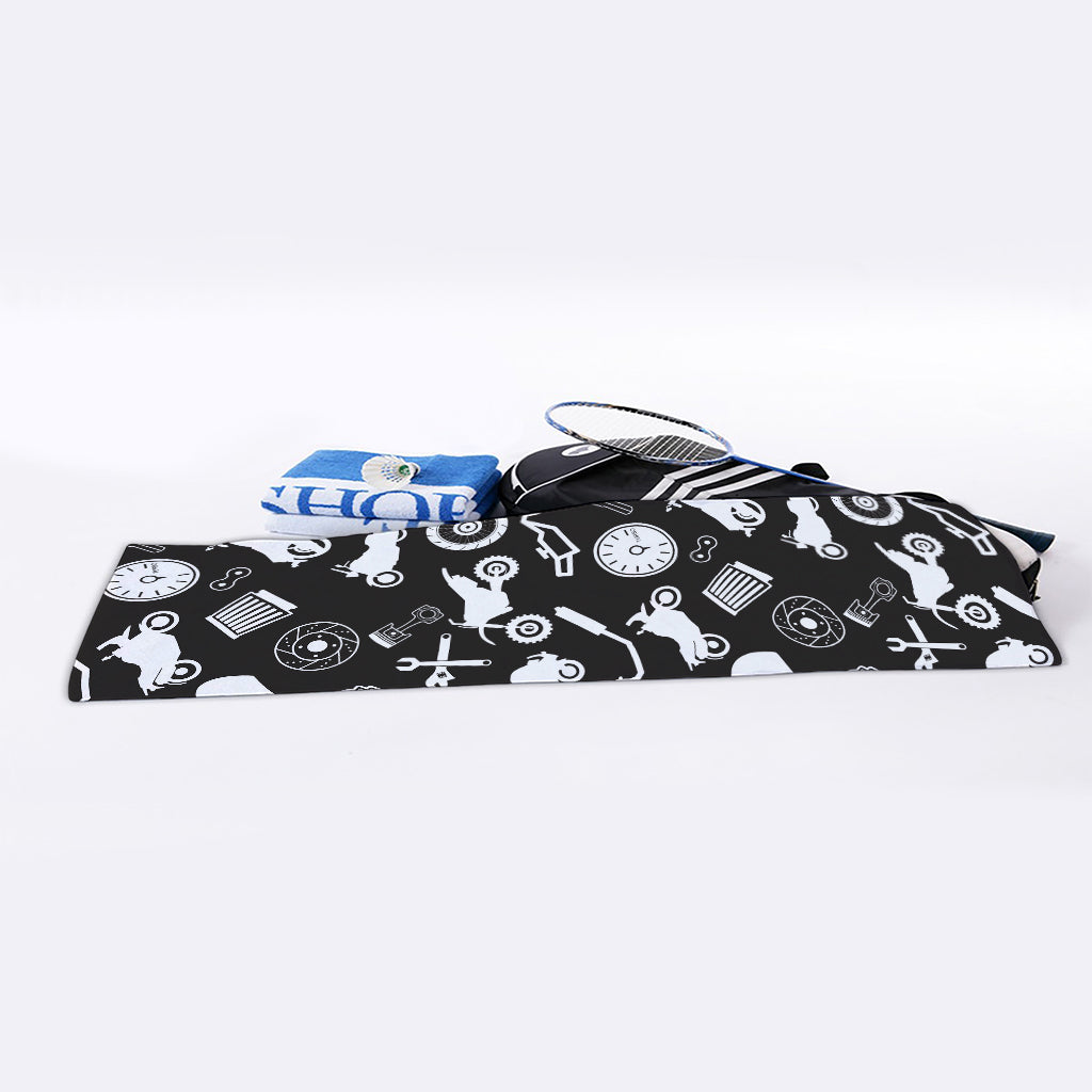 Motorcycle Equipment Pattern Print Sports Towel