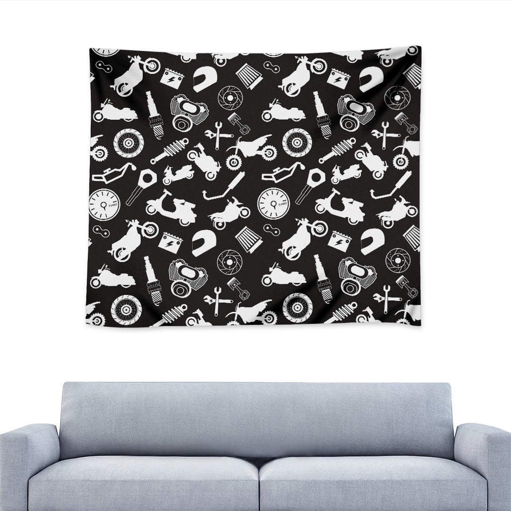 Motorcycle Equipment Pattern Print Tapestry