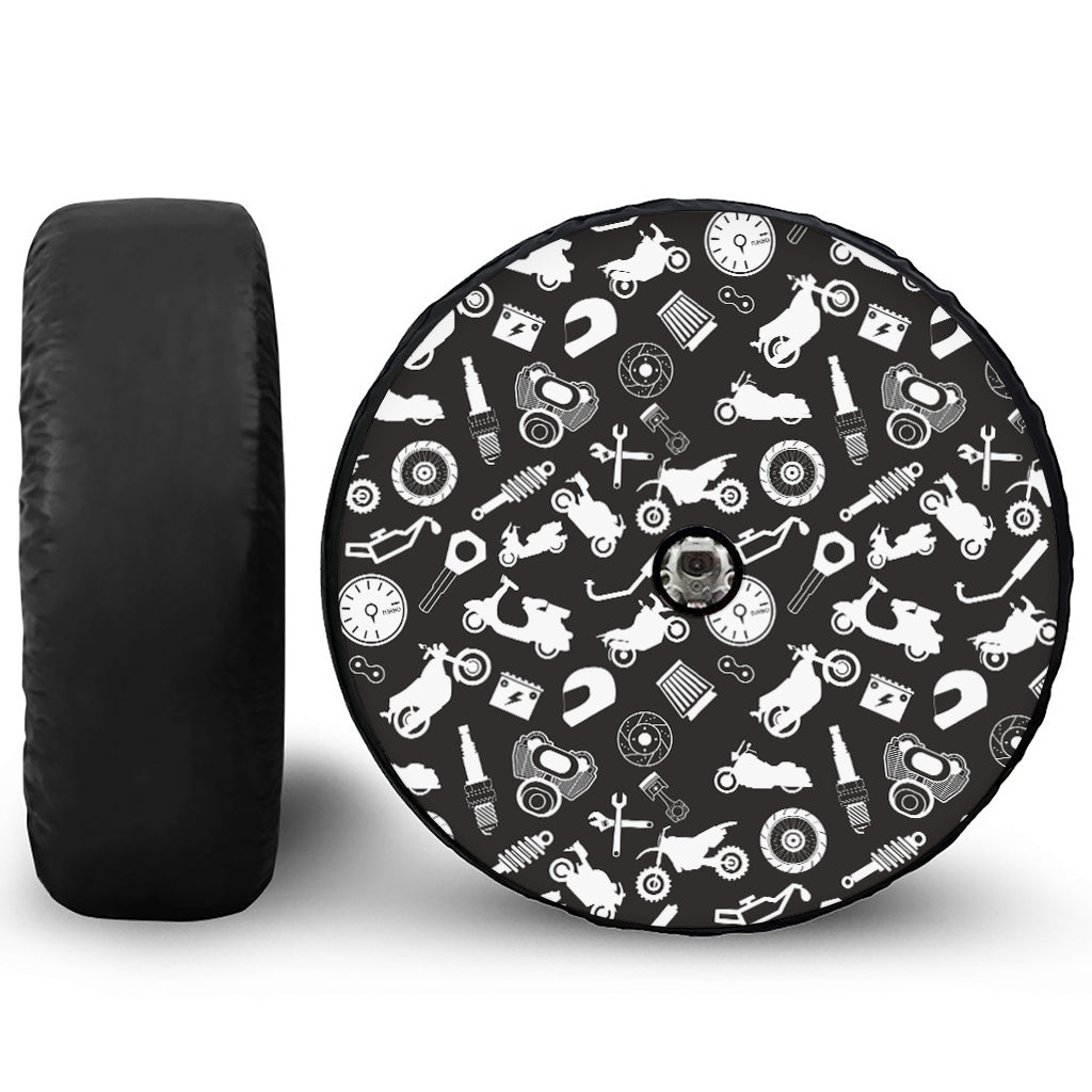 Motorcycle Equipment Pattern Print Tire Cover With Camera Hole
