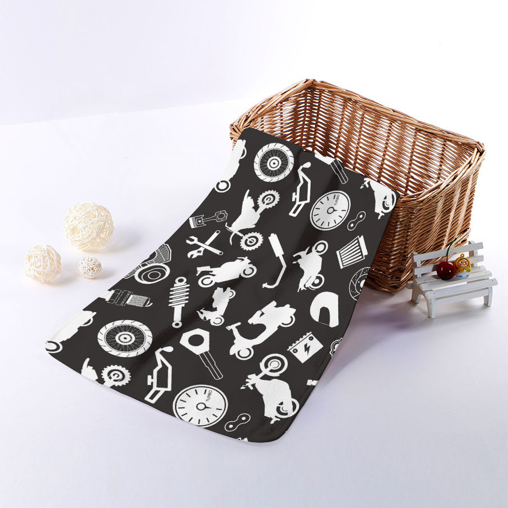 Motorcycle Equipment Pattern Print Towel