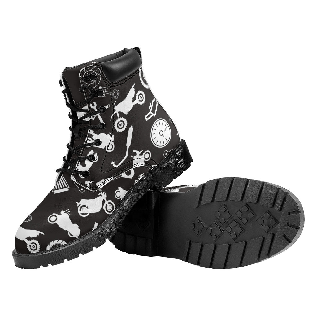 Motorcycle Equipment Pattern Print Work Boots
