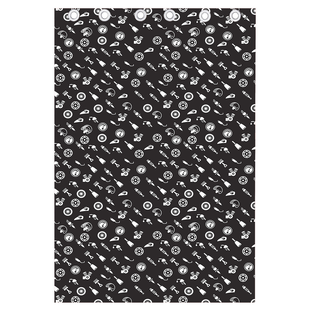Motorcycle Parts Pattern Print Curtain