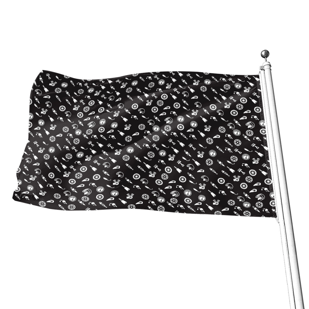 Motorcycle Parts Pattern Print Flag