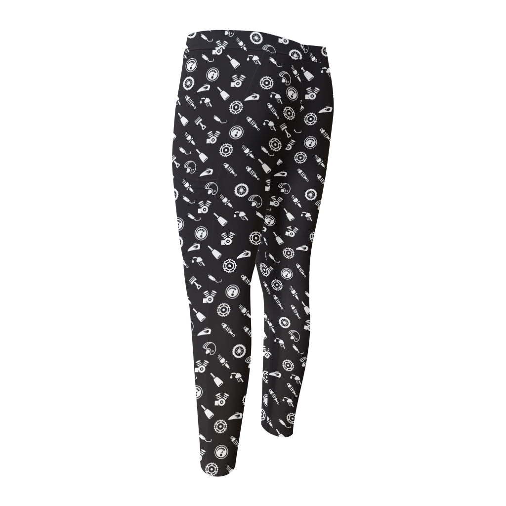Motorcycle Parts Pattern Print Men's Compression Pants
