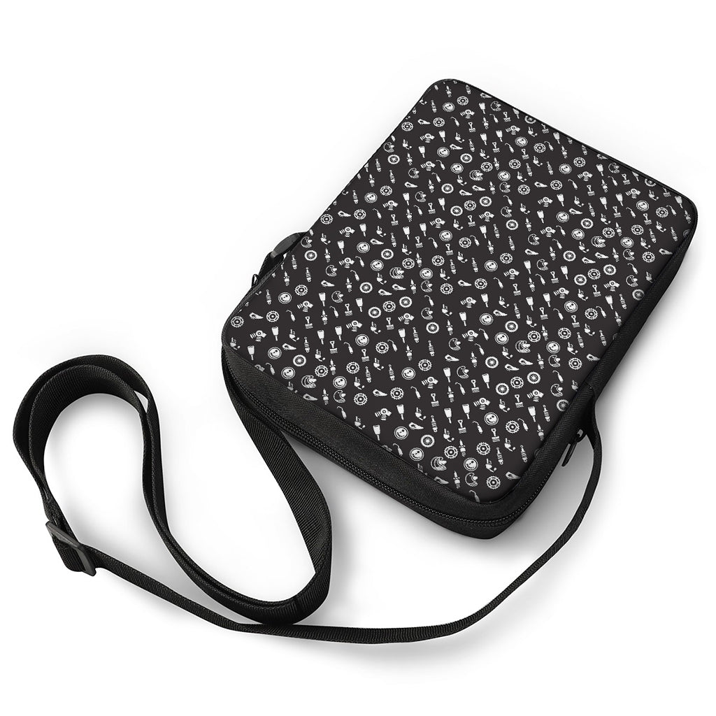 Motorcycle Parts Pattern Print Rectangular Crossbody Bag