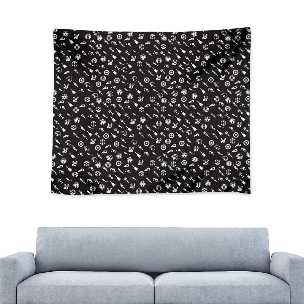 Motorcycle Parts Pattern Print Tapestry