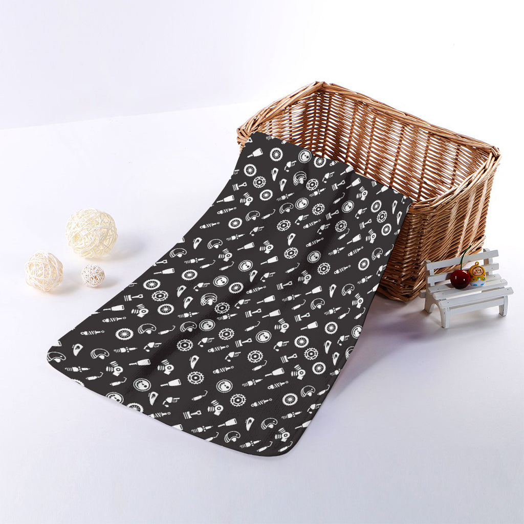 Motorcycle Parts Pattern Print Towel